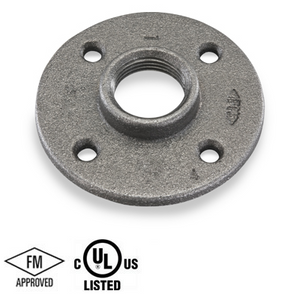 1/2 in. NPT Threaded Floor Flange - 150# Black Malleable Iron Pipe Fitting - UL/FM