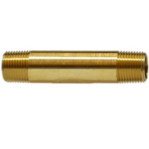 1/2 in. x 2.5 in. Long Pipe Nipple, NPTF Threads, 1200 PSI Max, Brass, Pipe Nipple & Fitting