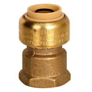 3/4 in. x 1/2 in. Female Adapter (Push x FNPT) QuickBite (TM) Push-to-Connect/Press On Fitting, Lead Free Brass (Disconnect Tool Included)