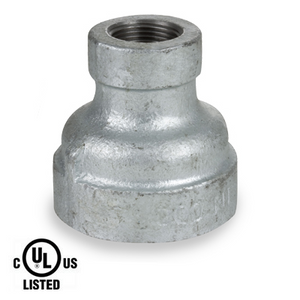 1-1/4 in. x 1/2 in. NPT Threaded - Reducing Coupling - 300# Malleable Iron Galvanized Pipe Fitting - UL Listed
