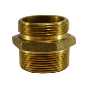 1-1/2 in. NPT x 1-1/2 in. NPSH -  Double Male Hex Nipple -  Brass Fire Hose Fitting