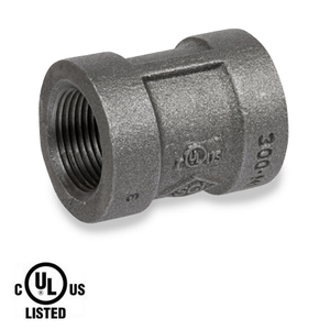 4 in. Black Pipe Fitting 300# Malleable Iron Threaded Banded Coupling, UL