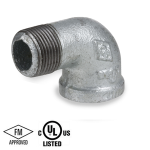 2 in. NPT Threaded - 90 Degree Street Elbow - 150# Malleable Iron Galvanized Pipe Fitting - UL/FM
