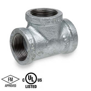 3/8 in. NPT Threaded - Tee - 150# Malleable Iron Galvanized Pipe Fitting - UL/FM