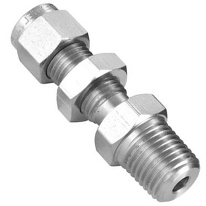 3/8 in. Tube O.D. x 1/4 in. MNPT - Bulkhead Male Connector - Double Ferrule - 316 Stainless Steel Compression Tube Fitting