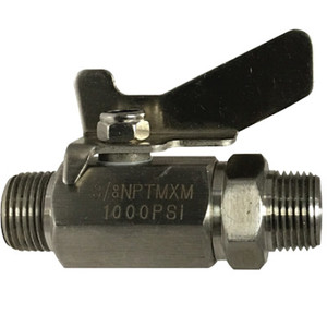 3/8 in. 1000 PSI WOG, MIP x MIP, Standard Port, Mini 316 Stainless Steel Ball Valve, Butterfly Handle