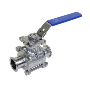 3/4 in. Clamp Ends - 3PC Encapsulated 2-Way Ball Valve - PTFE - 316L Stainless Steel Sanitary Ball Valve (BVETC)