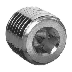 1/8 in. Male NPT Threaded - Hollow Hex Plug - 316 Stainless Steel High Pressure Instrumentation Pipe Fitting (PSIG=10,000)
