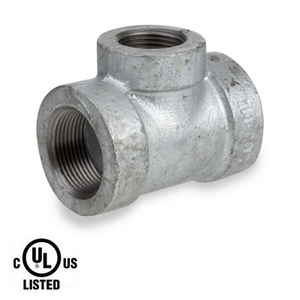 2 in. x 1-1/4 in. NPT Threaded - Reducing Tee - 300# Malleable Iron Galvanized Pipe Fitting - UL Listed