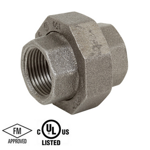 2-1/2 in. Black Pipe Fitting 150# Malleable Iron Threaded Union with Brass Seat, UL/FM