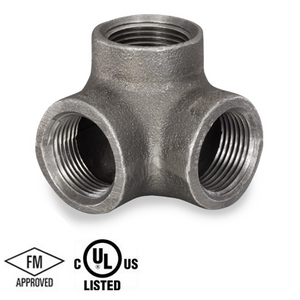 1-1/2 in. Black Pipe Fitting 150# Malleable Iron Threaded 90 Degree Side Outlet Elbow, UL/FM