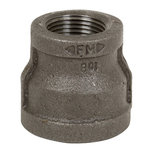 1-1/4 in. x 1 in. NPT Threaded Reducing Coupling - 150# Black Malleable Iron Pipe Fitting - UL/FM