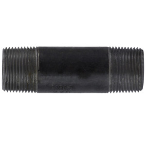 1 in. x 12 in. OAL - NPT Threaded - Schedule 160 XXS Extra Heavy Seamless Black Carbon Steel Pipe Nipple