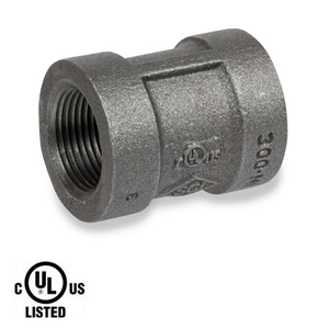1/2 in. Black Pipe Fitting 300# Malleable Iron Threaded Banded Coupling, UL