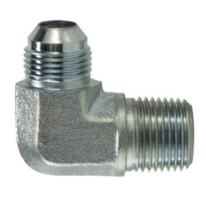3/4-16 MJIC x 1/2-14 MBSPT Steel Male JIC x BSPT 90 Degree Elbow (Cr3+ Chrome Plated)