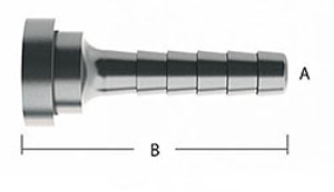 1/2 in. Barb Stem for Hose Stem, 303 Stainless Steel Beverage Fitting