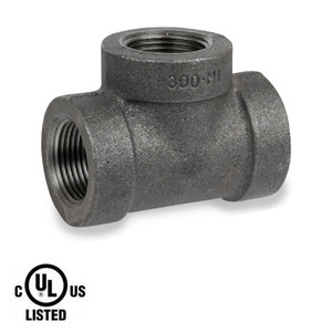 1/2 in. Black Pipe Fitting 300# Malleable Iron Threaded Tee, UL Listed