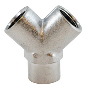 1/4 in. Female Pipe Wye - FIP x FIP x FIP - NPT Threads - 1200 PSI Max - Nickel Plated Brass Pipe Fitting