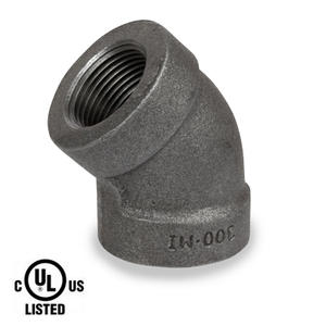 2-1/2 in. Black Pipe Fitting 300# Malleable Iron Threaded 45 Degree Elbow, UL