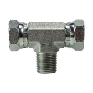 3/8 in. Female NPSM x 3/8 in. Male NPT Steel Male Swivel Branch Tee Hydraulic Adapter