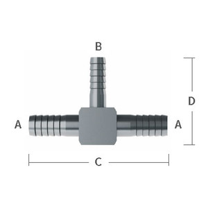 3/8 in. x 1/4 in. Reducing Barb Hose Tee Stainless Steel Beverage Fitting (Economy)