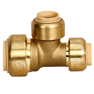 3/4 in. x 1/2 in. x 1/2 in. Reducing Tee QuickBite (TM) Push-to-Connect/Press On Fitting, Lead Free Brass (Disconnect Tool Included)