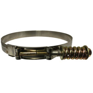 SAE# 80, 3.38 - 3.69 Min-Max Spring Loaded T-Bolt Hose Clamp, .025 Band Thickness, Heavy Duty Springs
