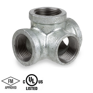 3/4 in. NPT Threaded - Side Outlet Tee - 150# Malleable Iron Galvanized Pipe Fitting - UL/FM