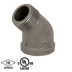 3/4 in. Black Pipe Fitting 150# Malleable Iron Threaded 45 Degree Street Elbow, UL/FM