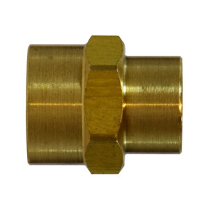 1/4 in. x 1/8 in. Reducing Coupling - FIP x FIP - NPTF Threads - Up to 1200 PSI - SAE# 130138 - Brass Pipe Fitting