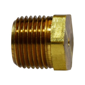 1/2 in. Solid Hex Head Plug - (MIP) NPTF Threads - 1200 PSI Max - Brass Pipe Fitting