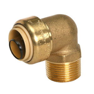 1 in. x 1 in. Male Adapter Elbow (Push x MNPT) QuickBite (TM) Push-to-Connect/Press On Fitting, Lead Free Brass (Disconnect Tool Included)