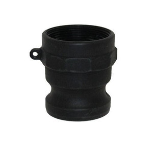 2 in. Male Adapter x Female NPT Thread - Type A Adapter - Black Polypropylene Camlock (Cam & Groove)