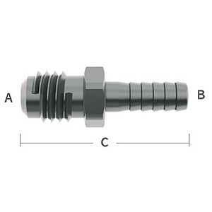 1/4 in. Male 45 Degree Flare x 1/4 in. Barb Hose Straight Adapter - 303 Stainless Steel - Low Pressure Beverage System Fitting