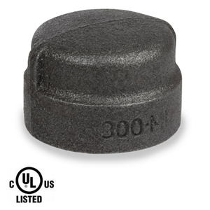 4 in. Black Pipe Fitting 300# Malleable Iron Threaded Cap, UL