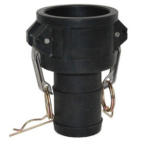 1-1/2 in. Female Coupler x Hose Shank - Type C - Black Polypropylene Camlock (Cam & Groove)