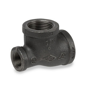 2 in. x 1-1/2 in. x 1-1/4 in. Pipe Fitting Reducing Tee Ductile Iron Class 300 NPT Threaded UL/FM