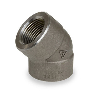 1-1/4 in. NPT Threaded - 45 Degree Elbow - 2000# Forged Carbon Steel Pipe Fitting