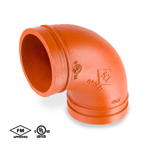 8 in. Grooved 90 Degree Elbow - Standard Radius - Orange Paint Coating - 65E Grooved Fire Protection Fitting - UL/FM