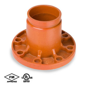 4 in. Grooved x Flange Adapter - Ductile Iron w/Orange Paint Coating- 65FA Grooved Fire Protection Fitting - UL/FM