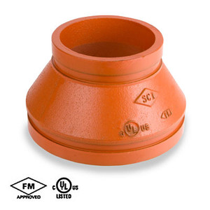 2 in. x 1 in. Grooved Concentric Reducer -  Fabricated -  Orange Paint Coating UL/FM - 65CR COOPLOK Groove Fitting