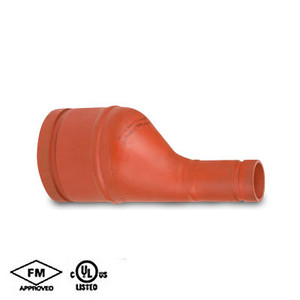 4 in. x 1 in. Grooved Eccentric Reducer - Fabricated Steel w/Orange Paint Coating - 65ER Grooved Fire Protection Fitting - UL/FM