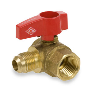 1/2 in. x 3/8 in. Forged Brass FIP x Flare Angled 2-Piece Gas Valve Series 235