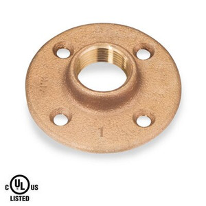 1 in. NPT Threaded - Floor Flange - 4 Bolt Holes - 150# Bronze Pipe Fitting - UL Listed