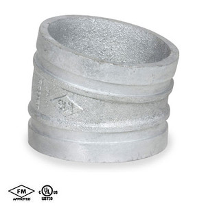 4 in. Grooved 11-1/4 Degree Elbow - Standard Radius - Galvanized Ductile Iron - 66EL Grooved Fire Protection Fitting - UL/FM