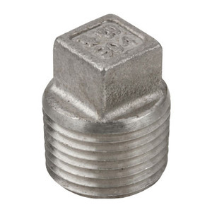 1-1/2 in. NPT Threaded - Square Head Plug - 1000# Barstock 304 Stainless Steel Pipe Fitting