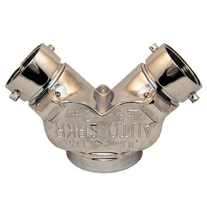 4 in. FNPT x 2-1/2 in. NST Swivel x 2-1/2 in. NST Swivel Straight - Polished Chrome Siamese FDC Double Clapper Straight Pattern