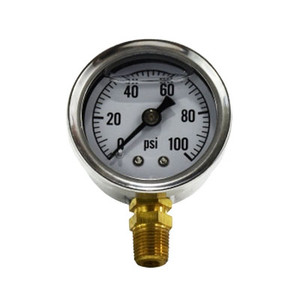1-1/2 in. Face, 1/8 in. Lower Mount, 0-15 PSI, Liquid Filled Pressure Gauge (Stainless Steel Case)