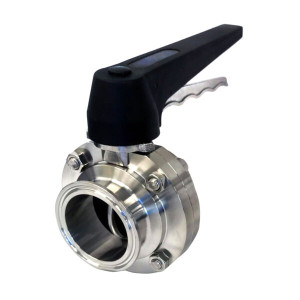 2 in. Clamp End - Plastic Trigger Handle - Silicone Seat - 304 Stainless Steel Sanitary Clamp End Butterfly Valve