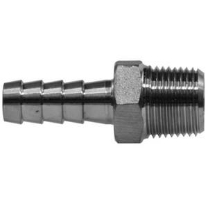 1/4 in. Hose Barb x 1/8 in. NPT Threaded - 150# 304 Stainless Steel Reducing Hose Nipple Adapter